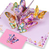 Fluttering Wishes Hot Stamped Pink Butterfly 3D Pop Up Greeting Card