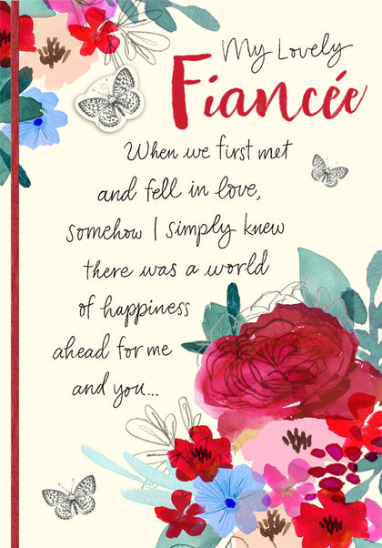 Willow Flral Bouquet Fiancée Birthday Card