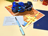 Blue Racing Motorcycle 3D Pop Up Greeting Card