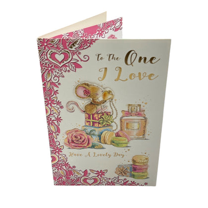 One I Love Female Mice And Perfume Design Birthday Card