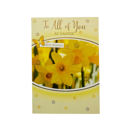 To All Of You Yellow Daffodil Flowers Design Easter Card