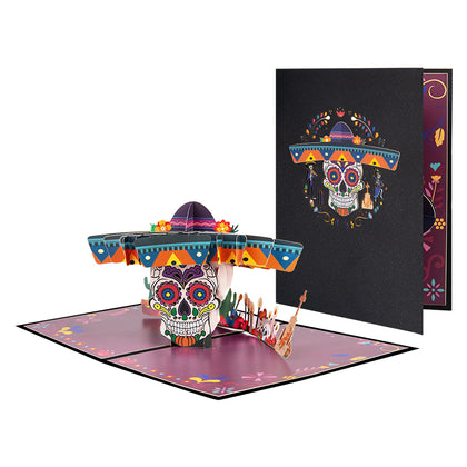Dance of Spirits Sugar Skull Celebration Halloween Pop Up Card