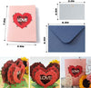 Triple Rose Heart "LOVE" 3D Pop Up Greeting Card - Valentine's Day Wedding Anniversary Birthday