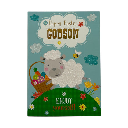For Godson Cute Lamb with Eggs Design Easter Card