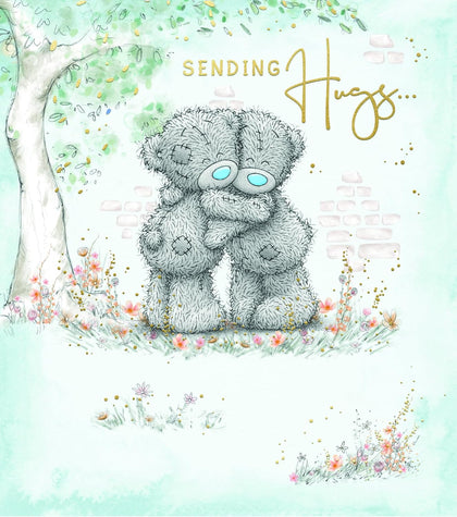 Bears Hugging By Tree Sending Hugs Open Blank Card