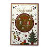 With Love To My Boyfriend Xmas Tree Design Foil and Glitter Finished Christmas Card