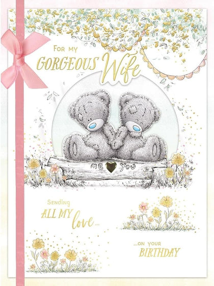 Bears On Log Holding Hands Wife Luxury Boxed Birthday Card