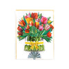 Colorful Tulip Bouquet with Ribbon Bow Design 3D Pop Up Card