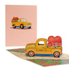 Yellow Vintage Truck with Heart and Roses 3D Pop Up Greeting Card