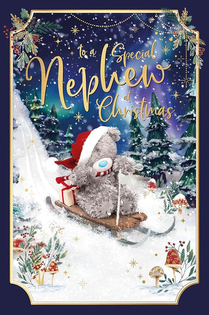 Bear On Sledge Nephew Photo Finish Christmas Card