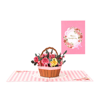 Flower Basket 3D Pop Up Greeting Card
