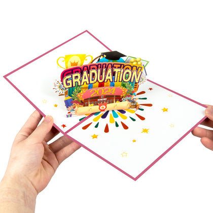 Hats Off 3D Graduation 2024 Pop Up Card