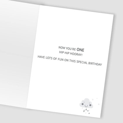 Rainbow & Clouds Embellished Boys 1st Birthday Card