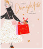 Lady with Shopping Bags Design Daughter Christmas Card