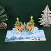 Two-Sided Reindeer Festive Scene 3D Pop Up Christmas Card