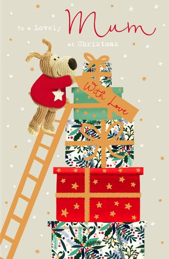 Muttertagskarte Von UK Greetings – Boofle Klettert Eine Leiter Zum Herzkranz | Süße Karte Für Ehefrau & Mama