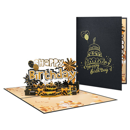 Golden Wishes 3D Birthday Pop Up Card