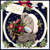 Bear With Poinsettia Luxury 3D Christmas Card