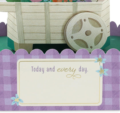 Paper Wonder Flower Cart Customizable Pop Up Card for Birthdays Mother's Day 