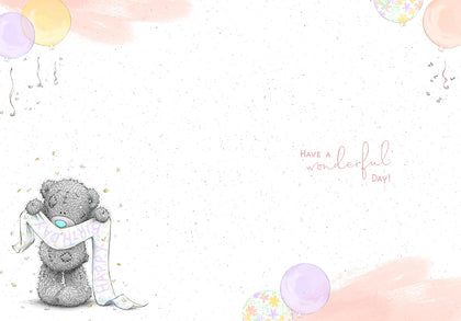 Bear Wrapped In Banner 'Another Year More Amazing' Birthday Card