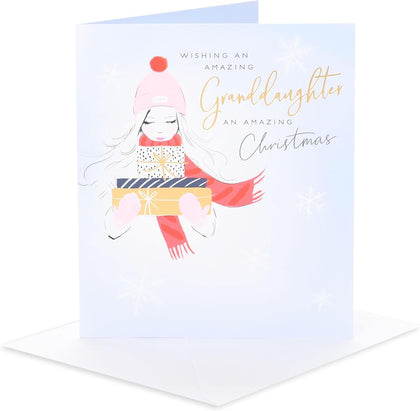 Girl in Hat & Scarf Granddaughter Christmas Card