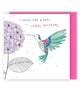 Humming Bird Hand-Finished Buttons Embellished Birthday Card
