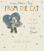Boofle Cat Stood Holding a Fish Present From The Cat Dad Father's Day Card