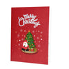 Festive Scene Xmas Tree and Santa Claus 3D Pop Up Christmas Card