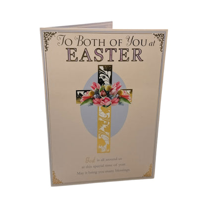 To Both Of You Pink Floral Cross Design Easter Card