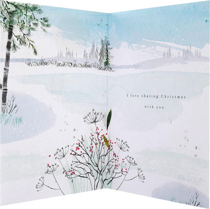 Contemporary Illustrated Winter Scene Design Husband Christmas Card