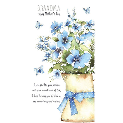 Blue Flower Bouquet Design with Heartfelt Message Grandma Mother's Day Card