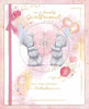 Bears Hold A Pink Wrapped Heart Boxed Handmade Girlfriend Birthday Card