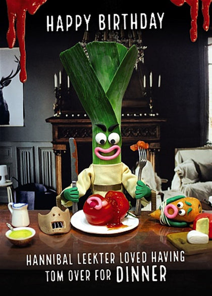 Hannibal Leektar Violent Veg Funny Humourous Quirky Blank Birthday Card