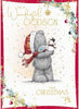 Bear Holding Little Snowman Wonderful Godson Christmas Card
