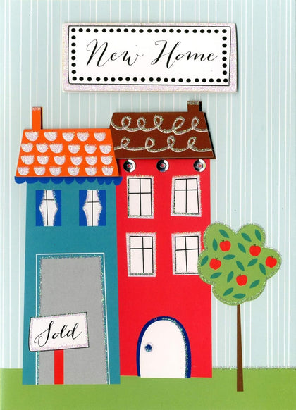 Colourful Houses Design New Home Congratulations Card