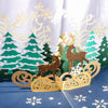 Snowy Reindeer Forest 3D Pop Up Christmas Card
