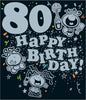 Characters and Lettering 80th Birthday Card