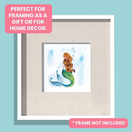 Quilling Magical Mermaid Princess Swimming Hand-Finished Art Card Frameable Art
