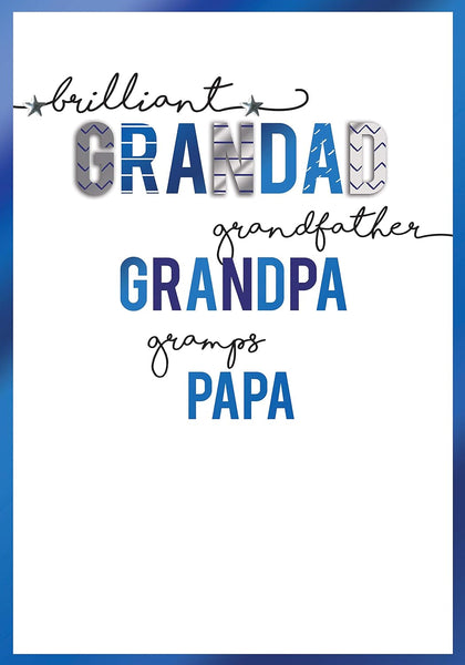 Grandad Grandpa Gramps Grandfather Papa Embellished Father's Day Card