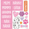 Two Dogs Design Multi-Caption Mother's Day Card Colour-Me-in Activity with Stickers
