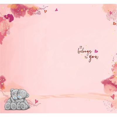 Bear Holding Heart And Key Open Valentine's Day Card