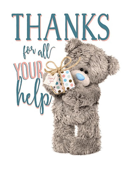 Bear Holding Gift Thank You For All Your Help Card