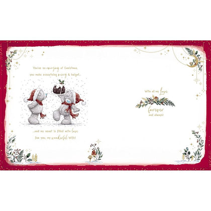 Bears Holding Paws With Sledge Beautiful Wife Luxury Handmade Boxed Christmas Card