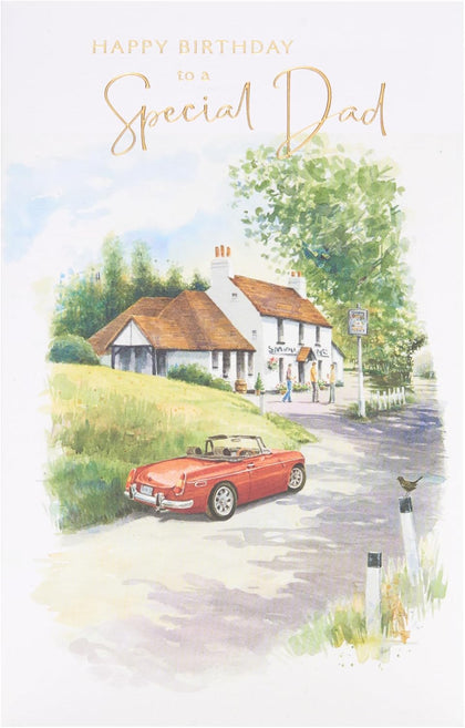 Sports Car & Pub Design Dad Birthday Card 
