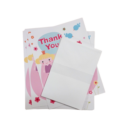 Pack of 40 Girls Pink Thank You Cards