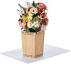Bouquet of Flowers & Vase Wood Design 3D Pop Up Card Birthday Anniversary Get Well Soon