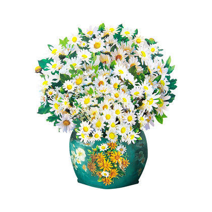 Golden Bloom White Daisy 3D Pop Up Vase Greeting Card