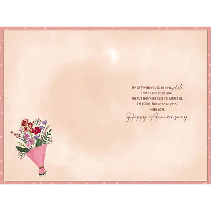 Floral Design with Heartfelt Message Wife Anniversary Card