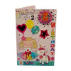 Daughter Age 2 Girl And Unicorn Design Juvenile Birthday Card With Badge