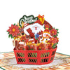 Festive Basket with Santa & Holiday Decor 3D Pop Up Christmas Card